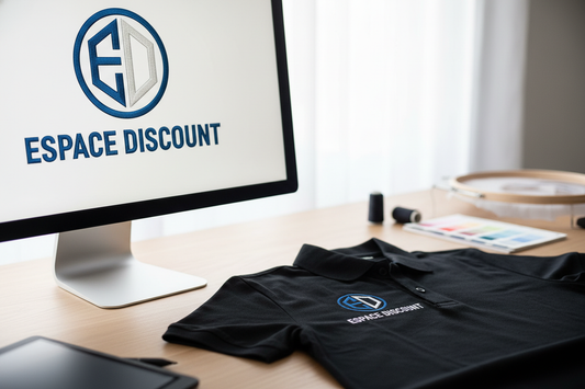 Logo d’entreprise préparé pour broderie puis brodé sur un polo.